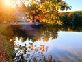 Burr pond state park early autumn lake views Royalty Free Stock Photo